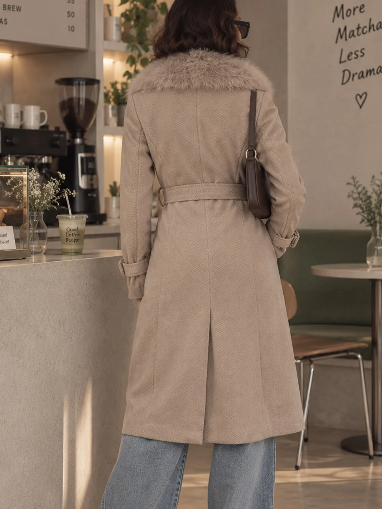 M01 Abrigo con pelo sintetico-ROJO-BEIGE 15267